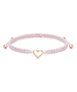 Cute Silver Heart with Knitting Rope Bracelet BR-1502-RO-GP